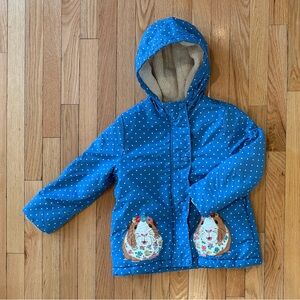 Boden Blue Polka Dot Kids Puffer Jacket